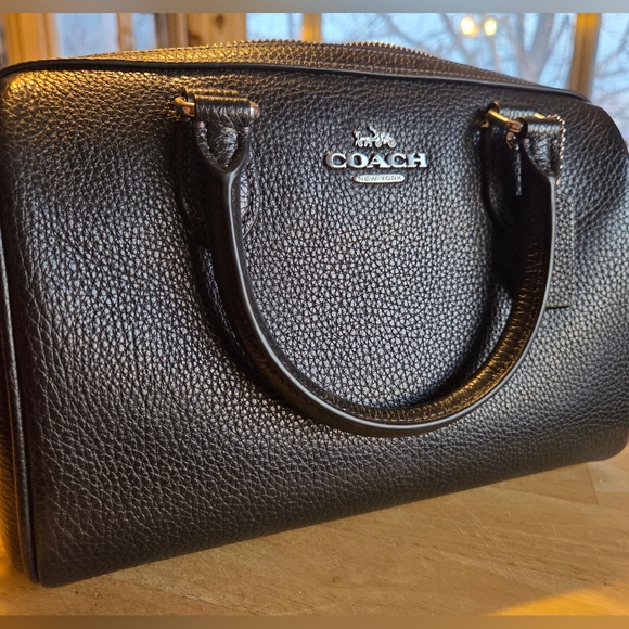 Coach Rowan Pebbled Leather Satchel In Black NWOT - Picture 4 of 11